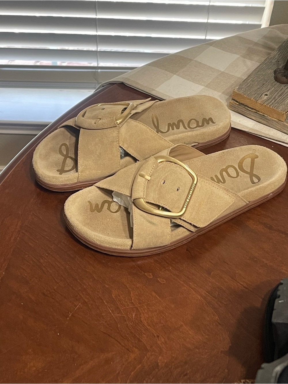 Darla Buckle Slide Sandal Tan